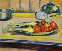 Edvard Munch Still Life with Tomatoes, Leek and Casseroles