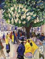 Edvard Munch Street with Chestnut in Blossom