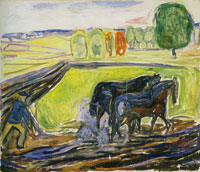 Edvard Munch Two Black Horses at the Plough