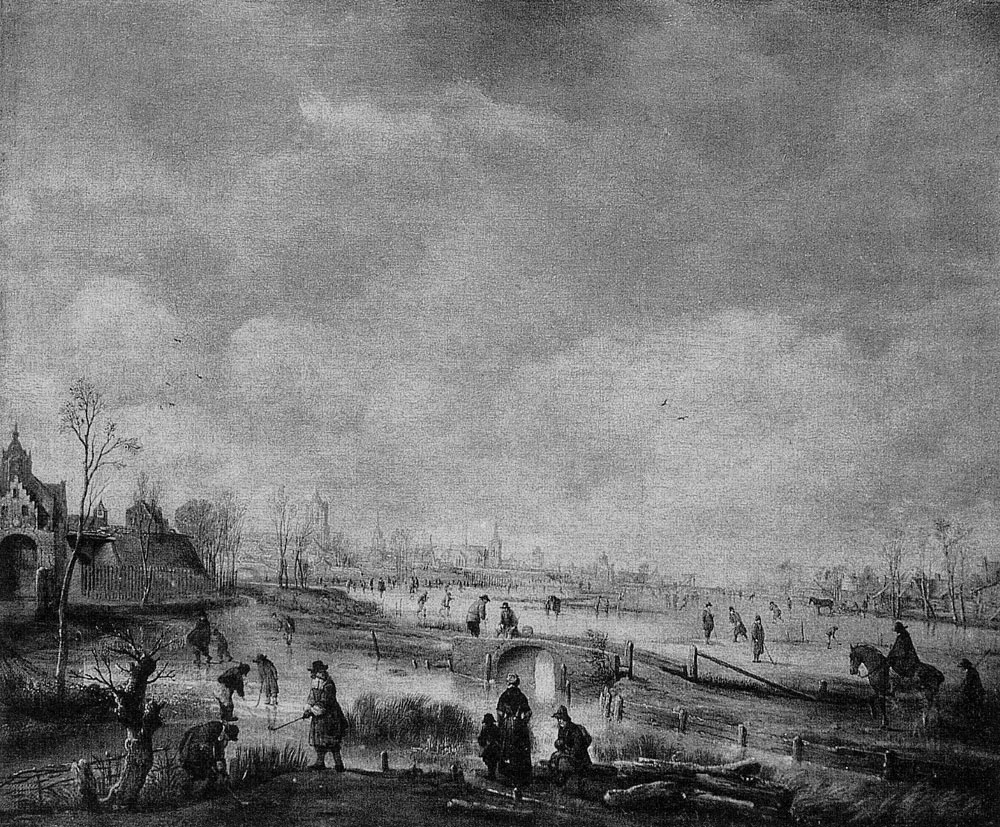 Aert van der Neer - Winter Scene on Ice Before a Town