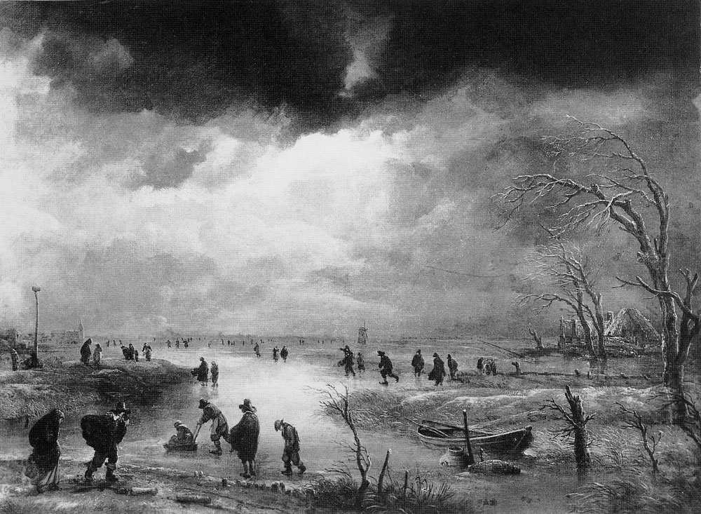 Aert van der Neer - Winter Scene with Snowstorm