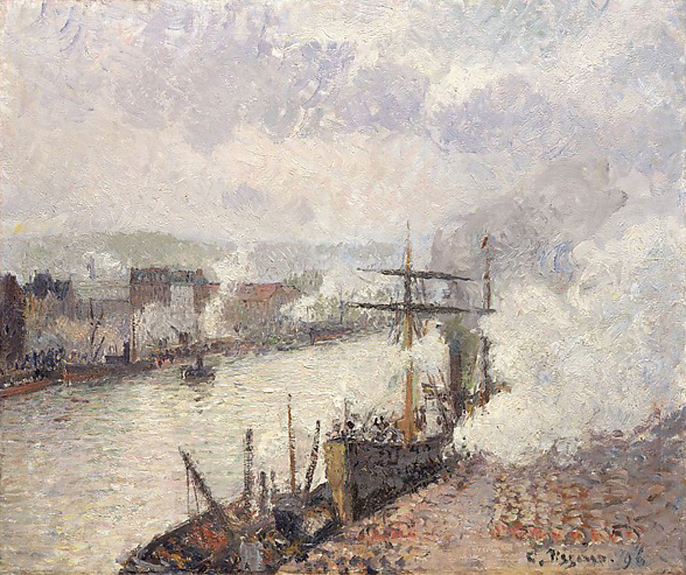 Camille Pissarro - Steamboats in the Port of Rouen