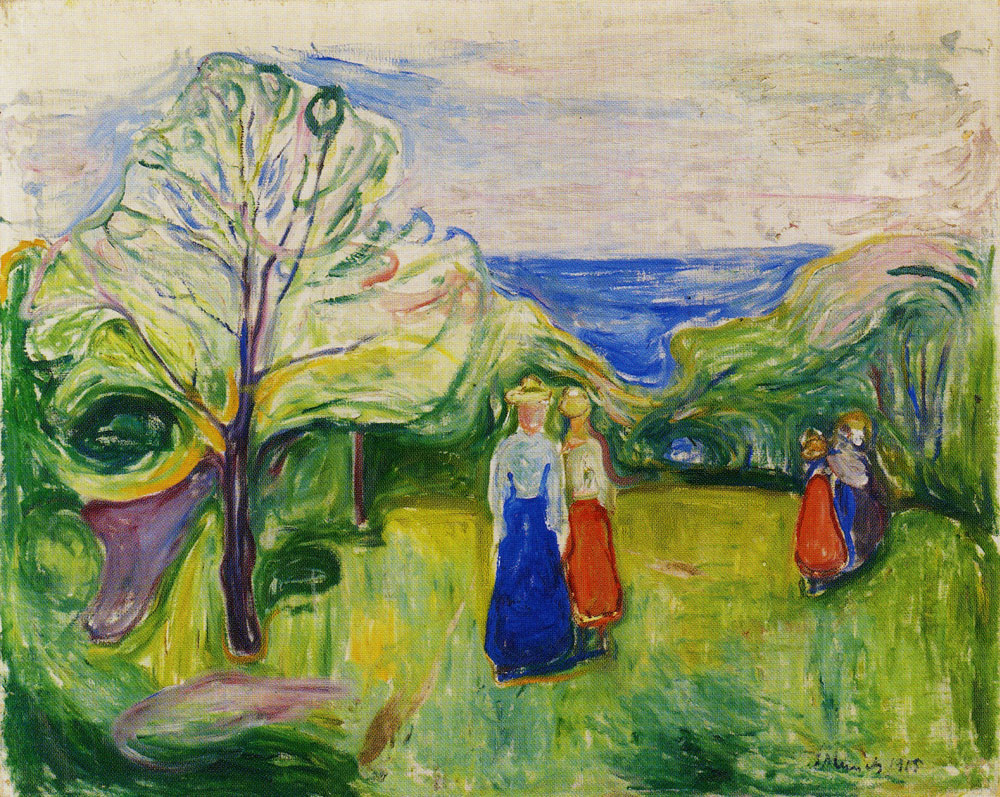 Edvard Munch - Cherry Tree in Blossom and Young Girls in the Garden