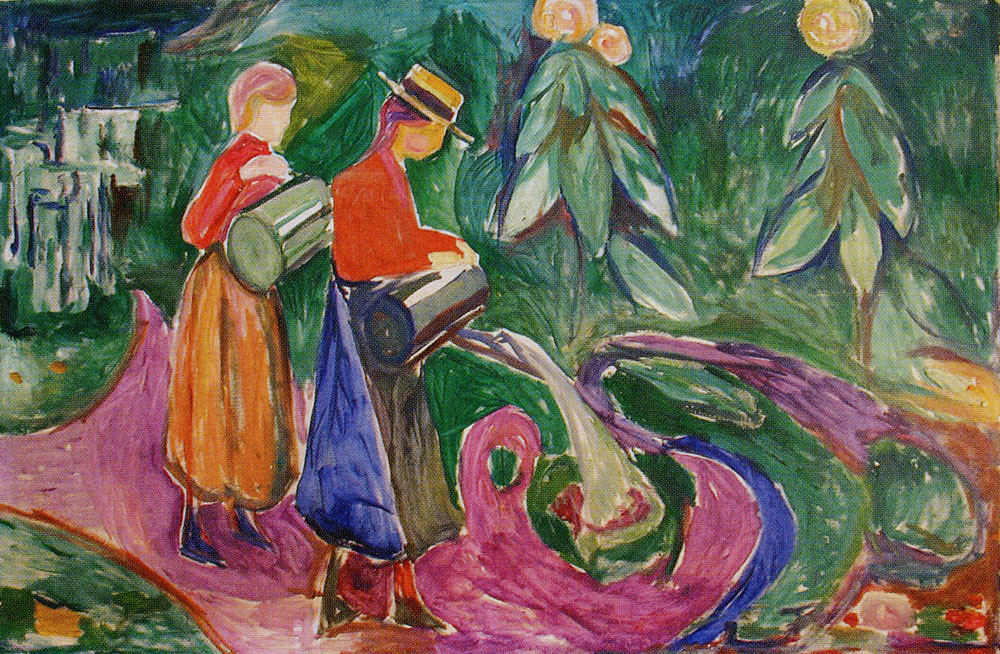 Edvard Munch - Girls Watering Flowers (The Freia Frieze IV)