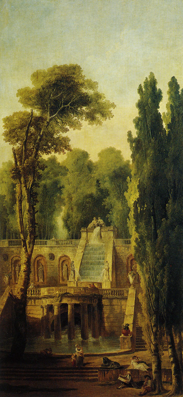 Hubert Robert - Landscape with Terrace and Cascade