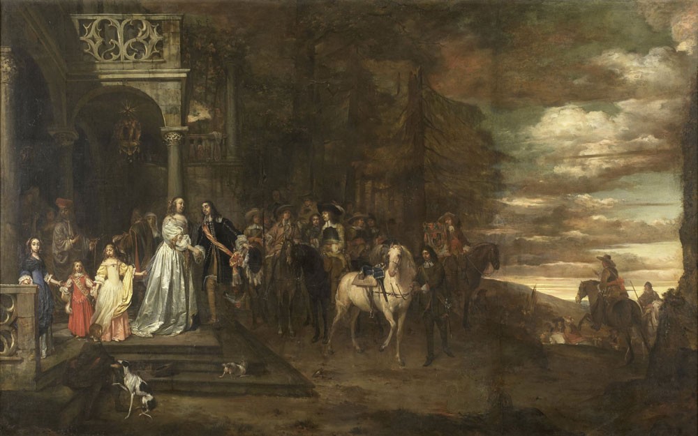 Pieter van Anraedt - Cavalry Captain Hendrik de Sandra's Taking Leave from his Wife and Children