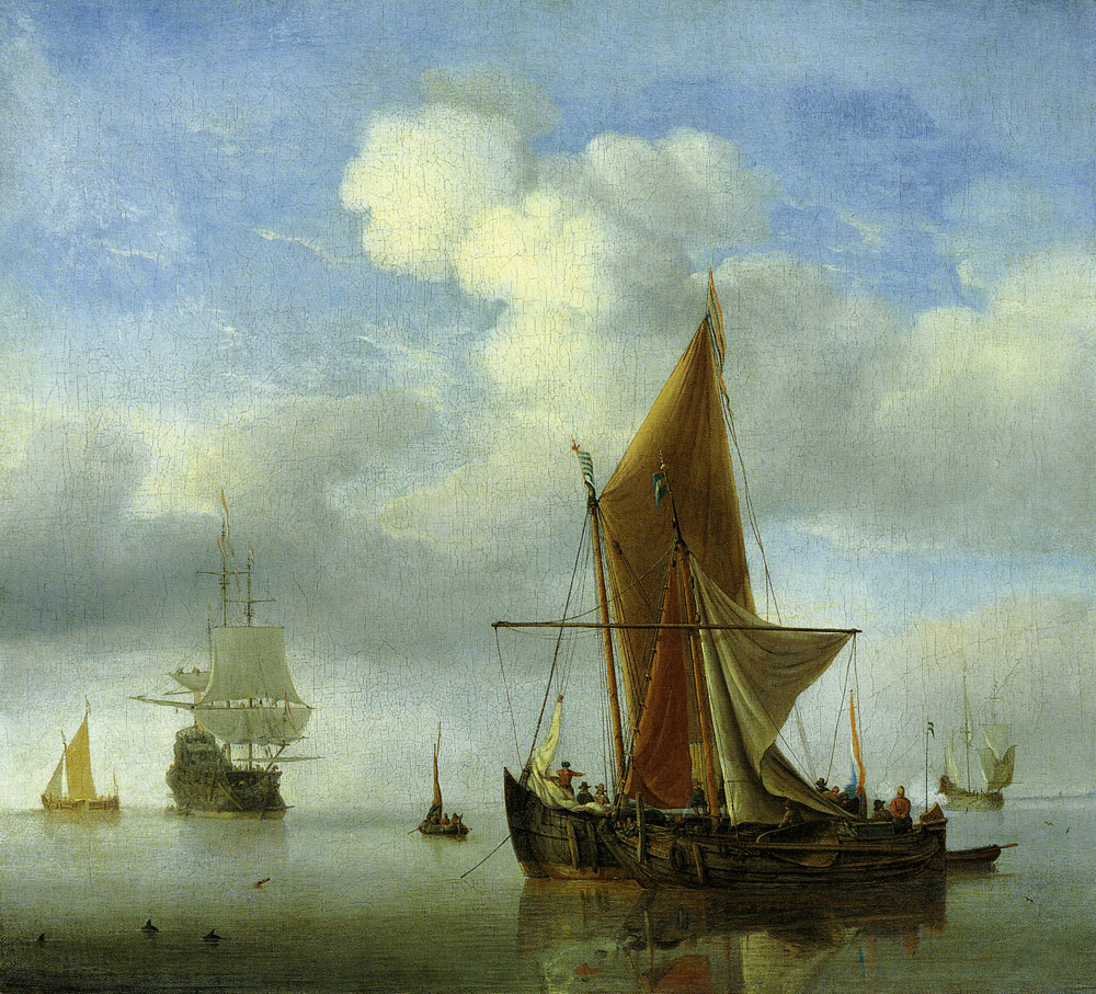 Willem van de Velde the Younger - Sea with Fisher Ships and War Ships