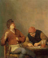 Adriaen van Ostade Two Smokers in a an Interior