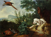 Alexandre-François Desportes Pheasant and Quail Surprised by a Hunting Dog