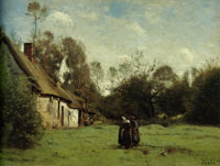 Jean-Baptiste-Camille Corot Thatched Cottage in Normandy