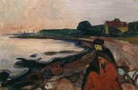 Edvard Munch Beach with Two Seated Women