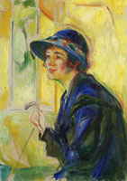 Edvard Munch Female Portrait Against Yellow Background