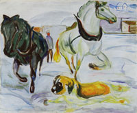 Edvard Munch - Horse Team and a St. Bernhard in the Snow