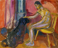 Edvard Munch Seated Naked Man with Dog