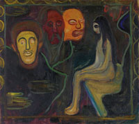 Edvard Munch Seated Nude and Three Male Heads