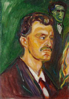 Edvard Munch Self-Portrait Against a Green Background