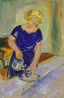 Edvard Munch Woman in a Blue Dress Pouring Coffee
