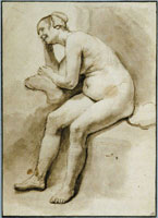 Samuel van Hoogstraten Sitting Female Nude