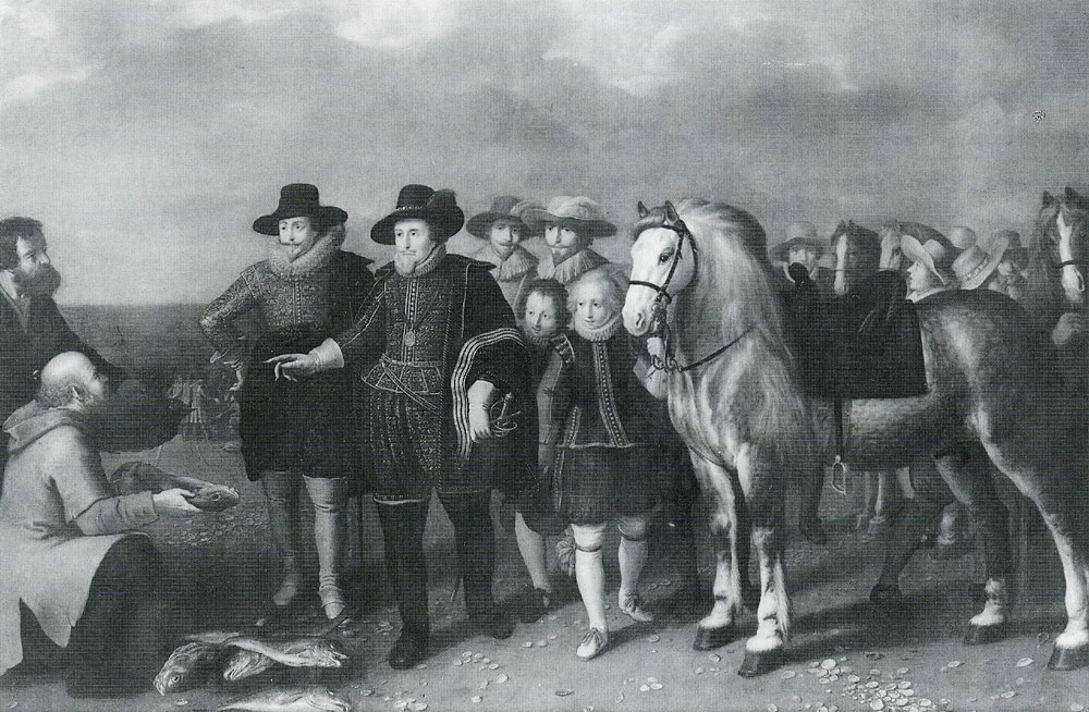Adriaen van Nieulandt - The Princes Maurits and Frederik Hendrik on the Beach with Fishermen