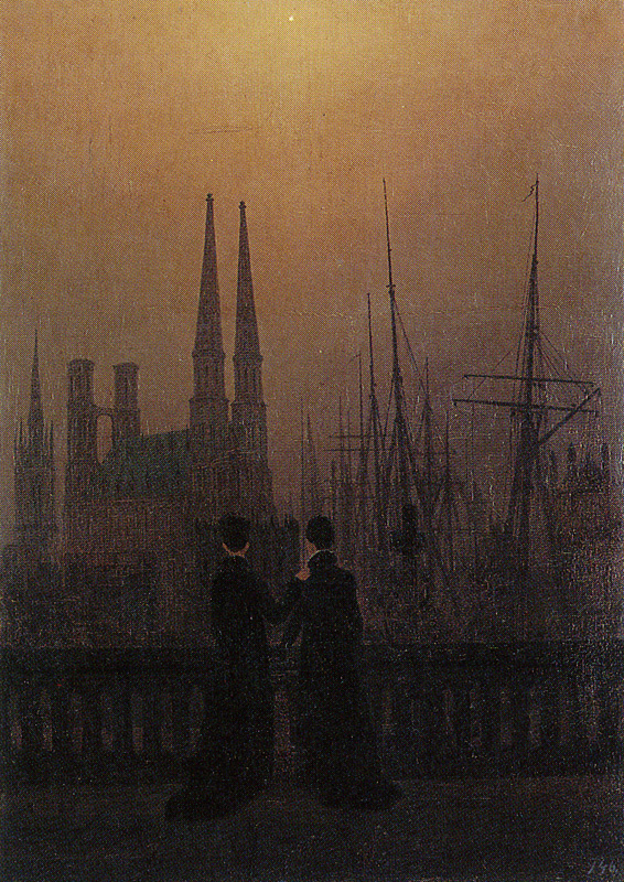Caspar David Friedrich - Harbor at Night (Sisters)