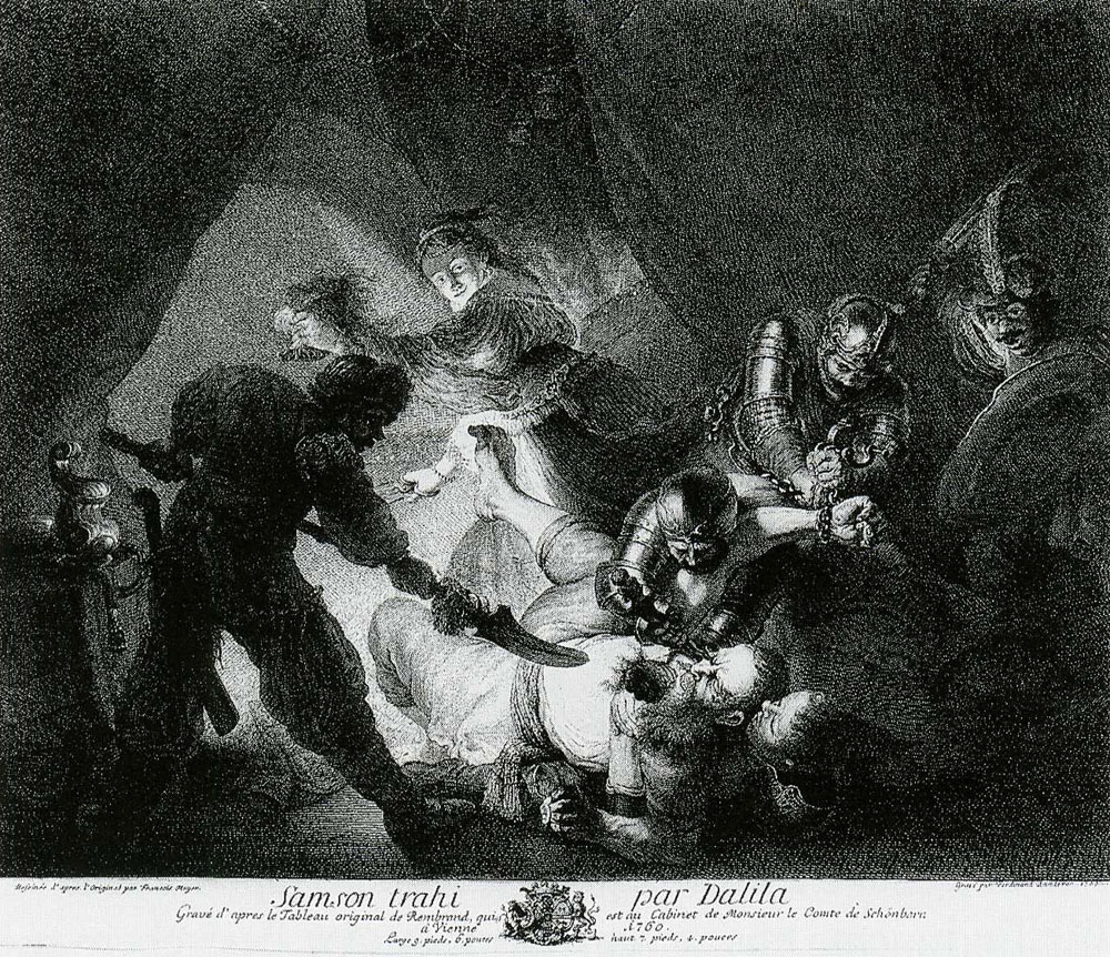 Ferdinand Landerer after Rembrandt - The Blinding of Samson