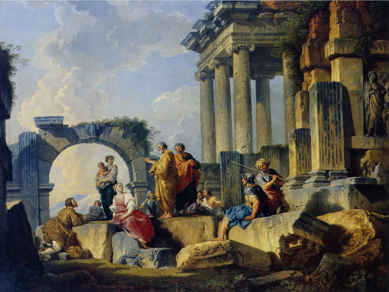 Giovanni Paolo Panini - Ruins with Scene of the Apostle Paul Preaching