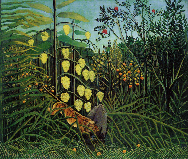 Henri Rousseau - Tropical Forest: Battling Tiger and Bull