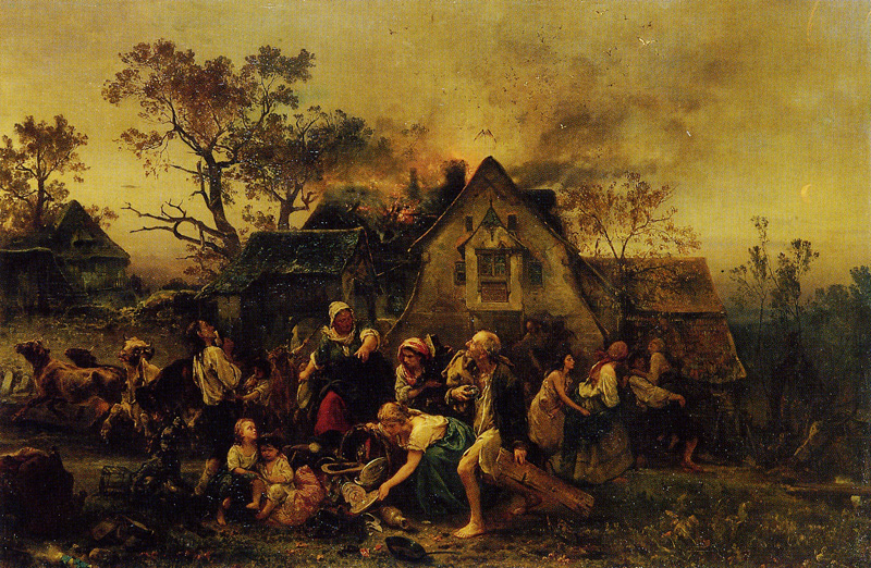 Ludwig Knaus - A Farm Fire