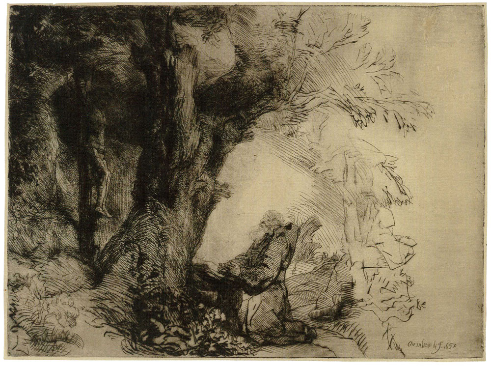 Rembrandt - Saint Francis beneath a Tree