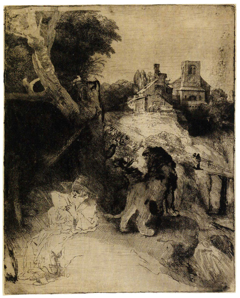 Rembrandt - Saint Jerome reading in an Italianate landscape