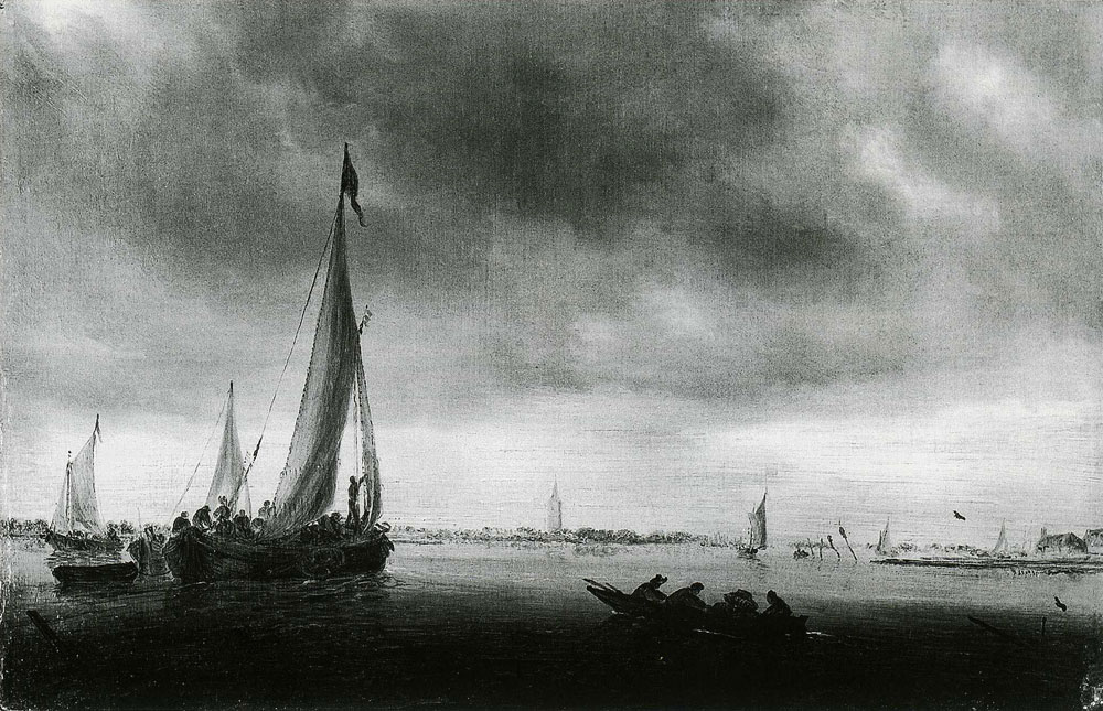 Salomon van Ruysdael - Canal Landscape with Ships