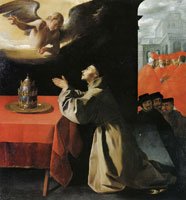 Francisco de Zurbarán Saint Bonaventure Inspired by an Angel Regarding the Election of the Future Pope Gregory X