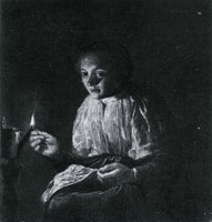 Judith Leyster Woman Sewing by Lamplight