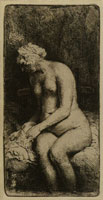 Rembrandt Woman bathing her Feet at a Brook