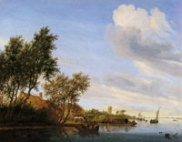 Salomon van Ruysdael River Landscape with Ferry