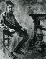 Vincent van Gogh Man Sitting by a Stove