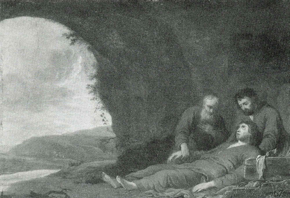Daniel Thivart - Two Men Taking Care of a Wounded or Dead Young Man