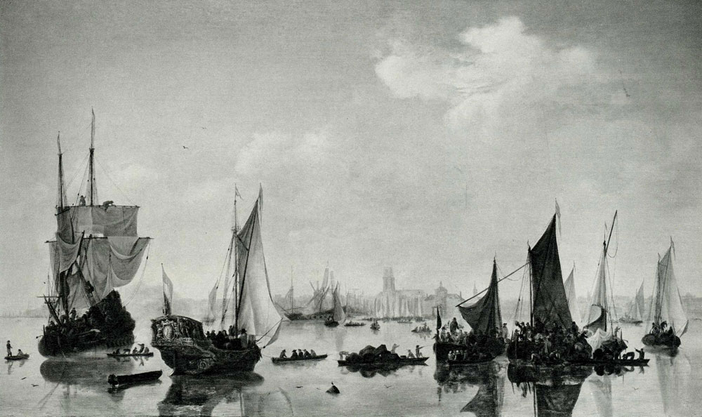 Follower of Jan van de Cappelle - A View of the River Maas Before Rotterdam