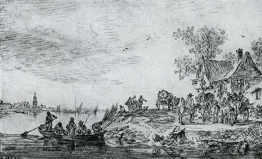 Jan van Goyen - River Landscape with Inn