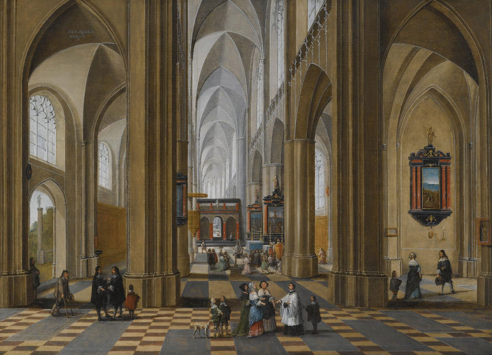 Peeter Neeffs the Elder and Frans Francken the Younger - The Interior of a Gothic Cathedral