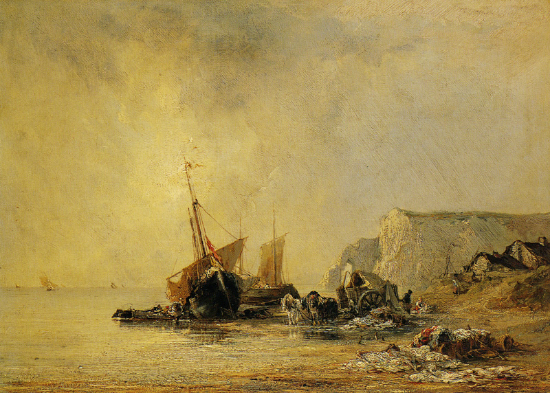 Richard Parkes Bonington - Boats on the Shore of Normandy