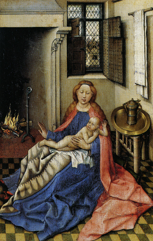 Robert Campin - Madonna and Child Before a Fireplace