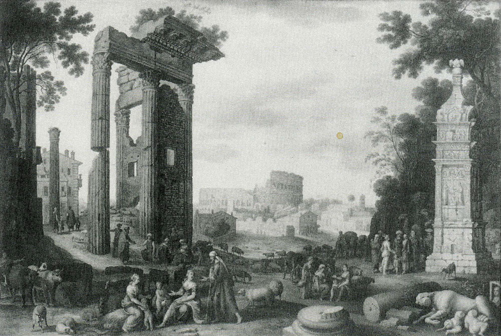 Willem van Nieulandt II - Laban Searches for the Teraphim in Landscape with Roman Ruins and the Igel Monument