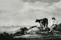 Aelbert Cuyp Cows and Herdsman by a River