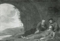 Daniel Thivart Two Men Taking Care of a Wounded or Dead Young Man