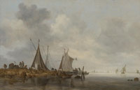 Jan van Goyen Fishing Boats Moored at an Embankment