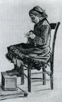 Vincent van Gogh Girl Sitting, Knitting