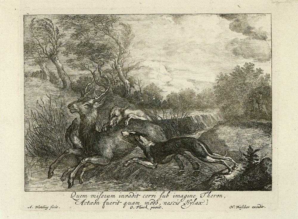 Abraham Bloteling after Govert Flinck - The death of Actaeon