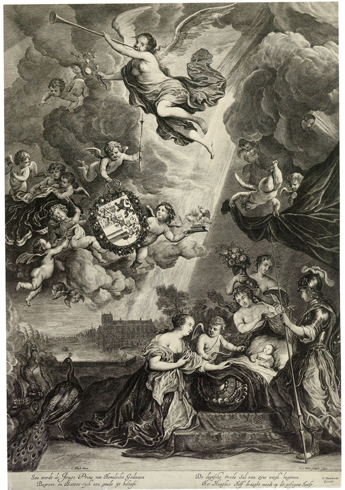 Cornelis van Dalen II after Govert Flinck - Allegory on the Birth of William III of Orange