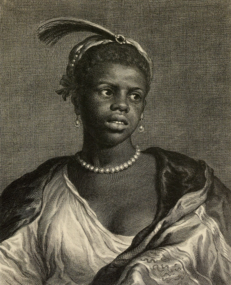 Cornelis van Dalen II after Govert Flinck - A Black Woman with a Pearl Necklace